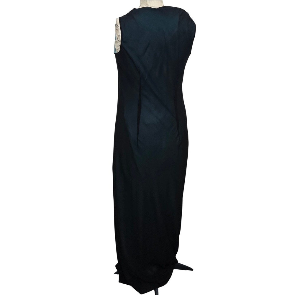VTG 90s AGB Prom Dress 12( S/M) Black Teal‎ Cowl Neck Floral Sequin Whimsigoth - Picture 14 of 15